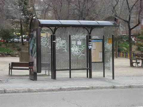 Vandalised bus shelter
