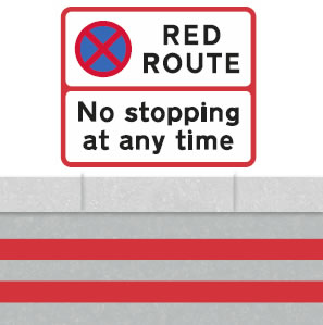 Red route signs